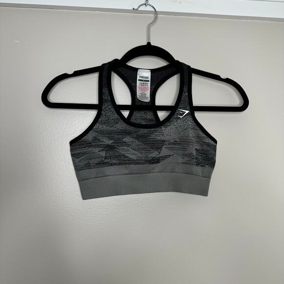 Gymshark Women's Black + Gray Printed Adapt Ombre Seamless Sports Bra S‎ - Picture 1 of 4